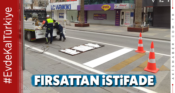 Denizli Büyükşehir Belediyesi Yasağı Fırsat Bilip Trafik Çizgilerini Yeniliyor