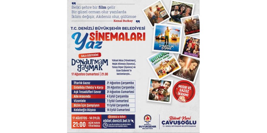 Denizli Büyükşehirden açıkhavada sinema keyfi